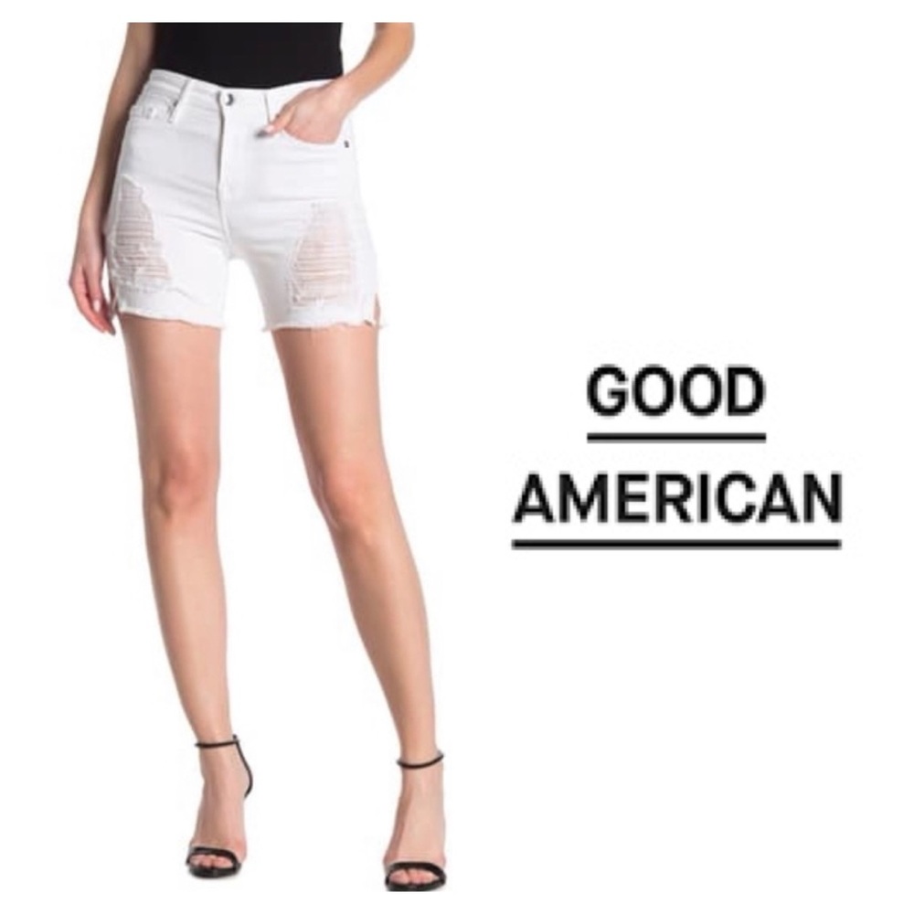 NWT Good American Ripped Cutoff Shorts
